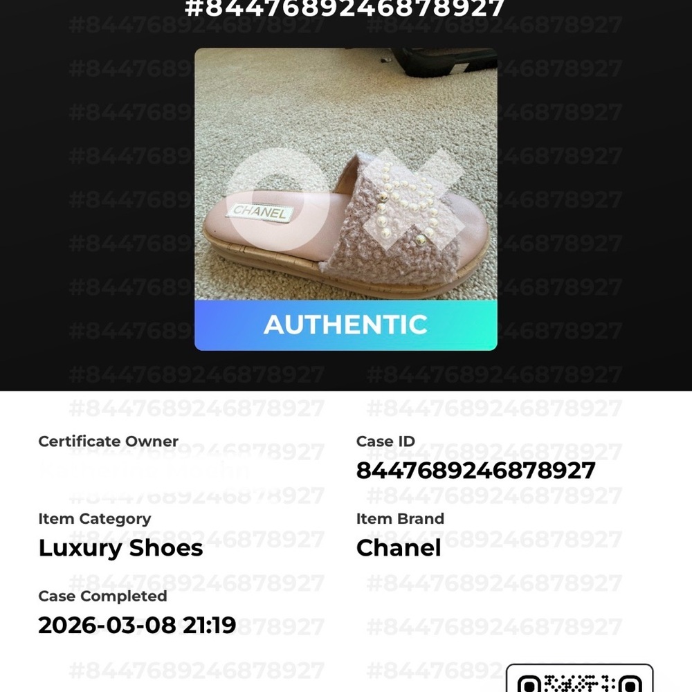 CHANEL Women’s Pink Bouclé Iridescent Pearl CC Slide Sandals Cork Platform 41 - Picture 12 of 12